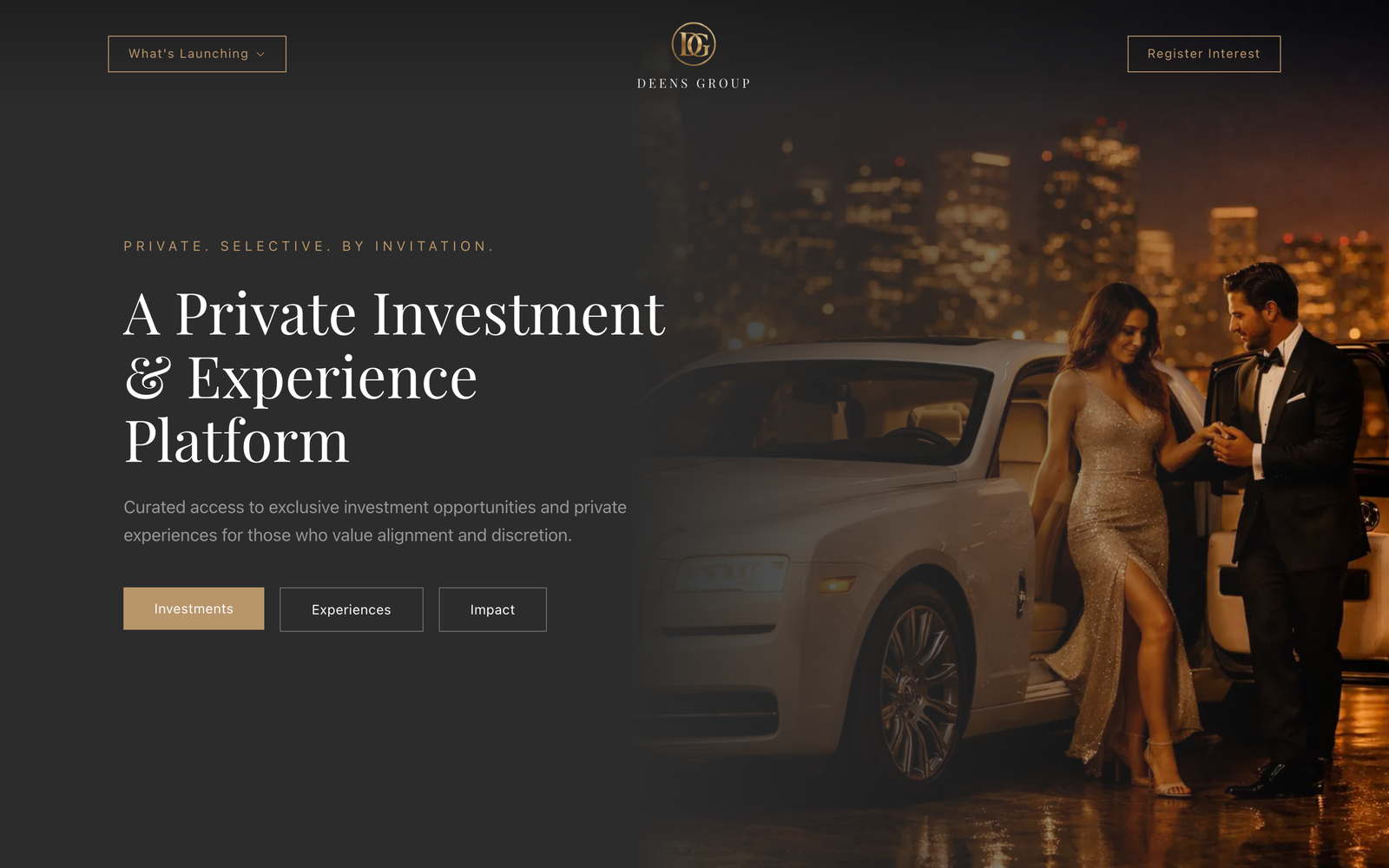 The Deen&rsquo;s Group home page, a commercial real estate and events brand.